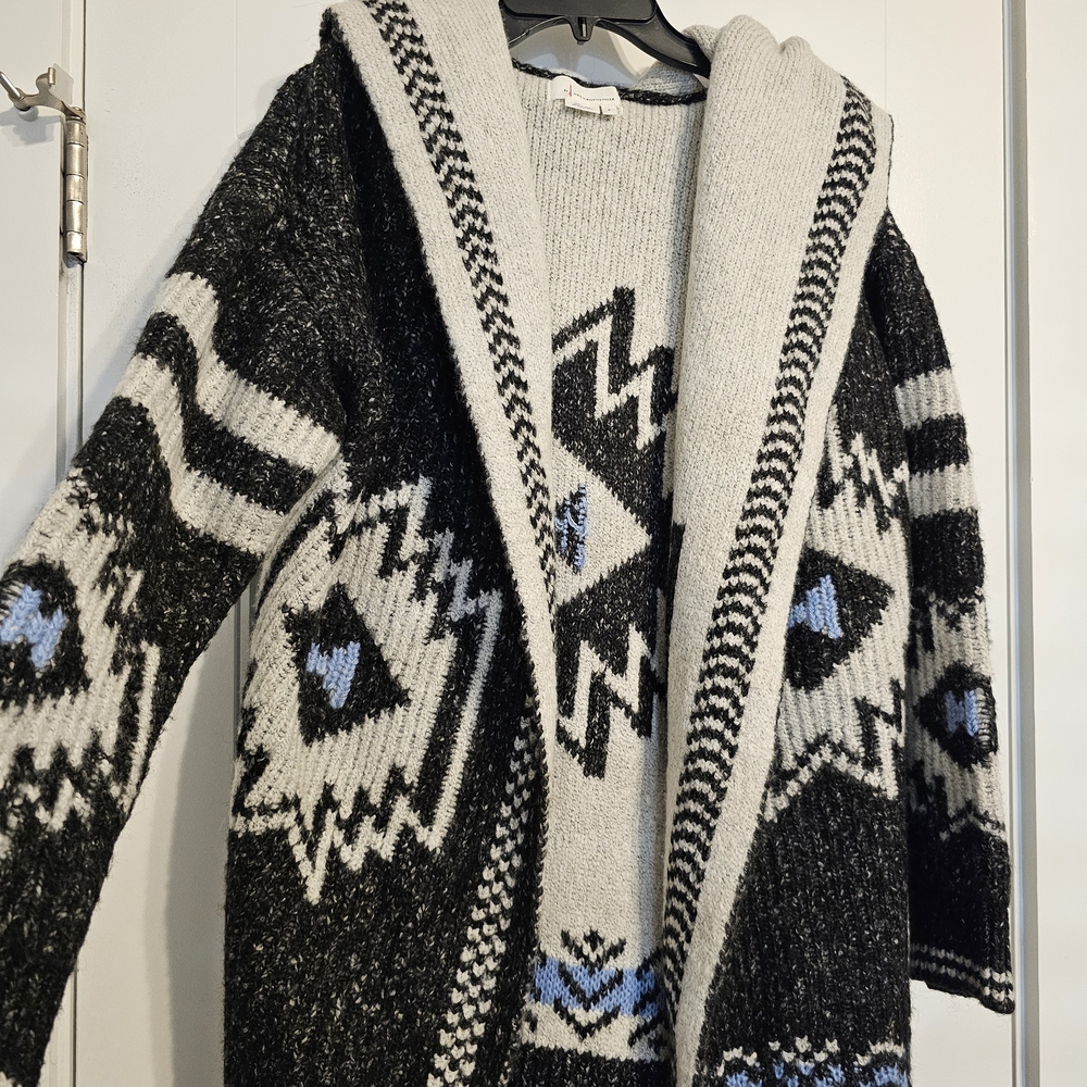 Anthropologie Black and Gray Patterned Cardigan